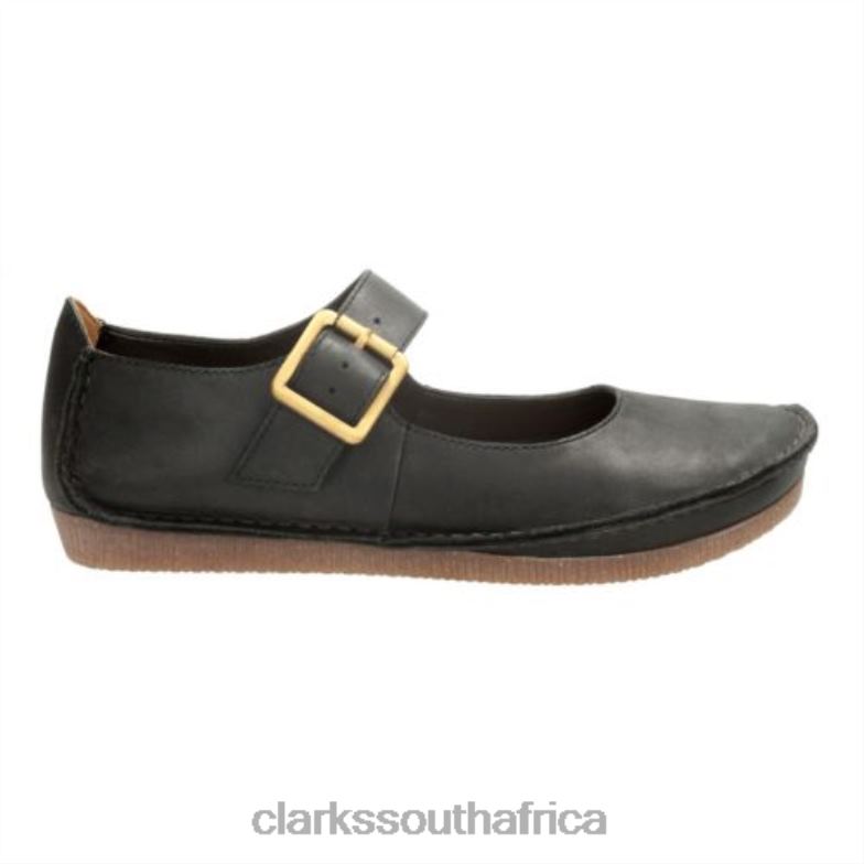 Black Leather Clarks Janey June 840404067 Unisex Clarks Black Leather