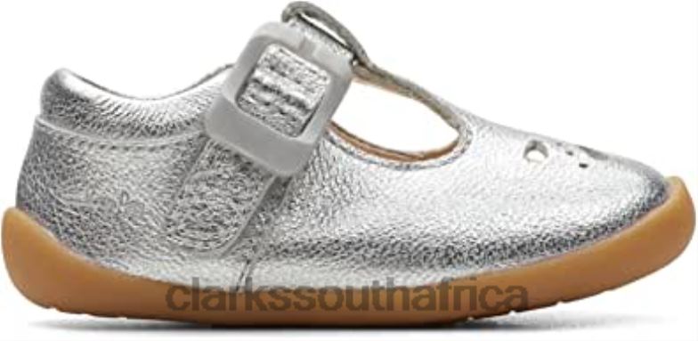 Clarks Roamer Star Toddler Leather Shoes Silver 840401529 Kids Clarks