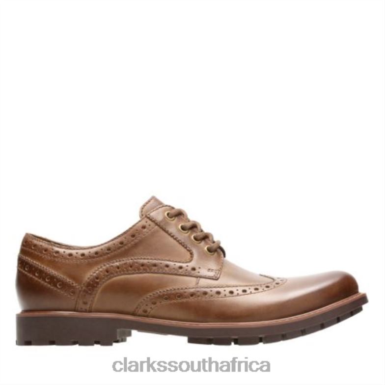 Brown Leather Clarks Curington Wing 840404435 Men Clarks Brown Leather