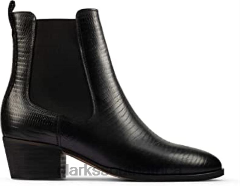 Clarks Octavia Lo Leather Boots Black Croc 840402451 Unisex Clarks