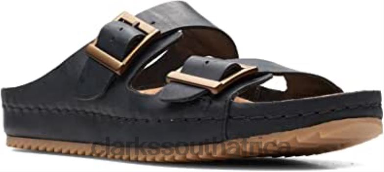 Brookleigh Sun Leather Sandals Black Clarks 84040446 Unisex Clarks