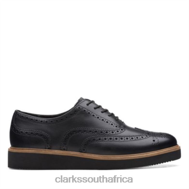 Clarks Glickly Brogue Black Leather 840403866 Women Clarks Black Leather