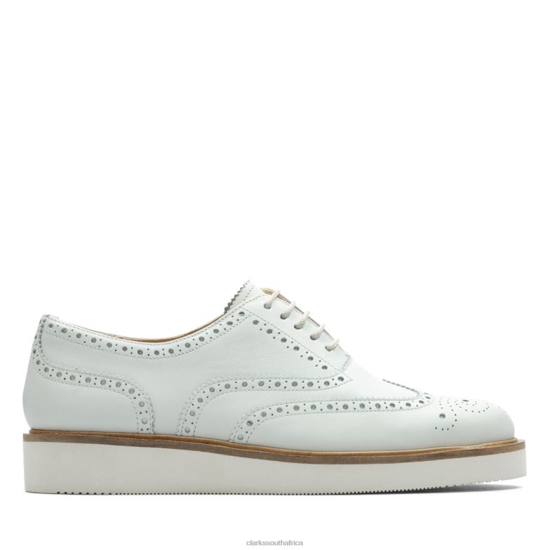 White Leather Baille Brogue Clarks 840403388 Women Clarks White Leather