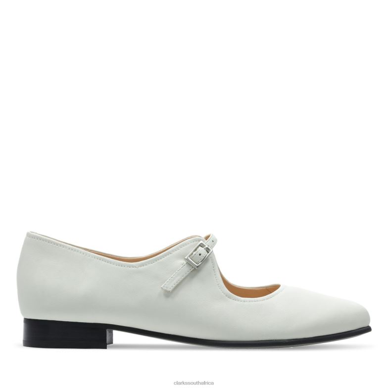 Pure Flat White Leather Clarks 840403270 Women Clarks White Leather