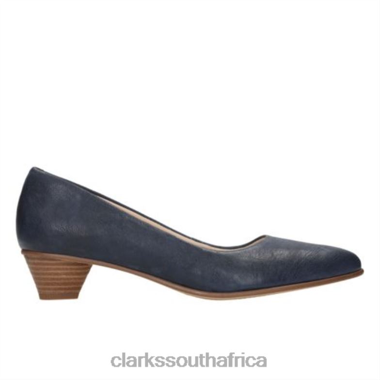 Mena Bloom Clarks Navy Leather 840403981 Women Clarks Navy Leather