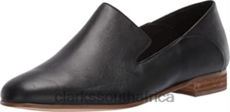 Women's Pure Viola Black Leather Clarks 840401303 Women Clarks