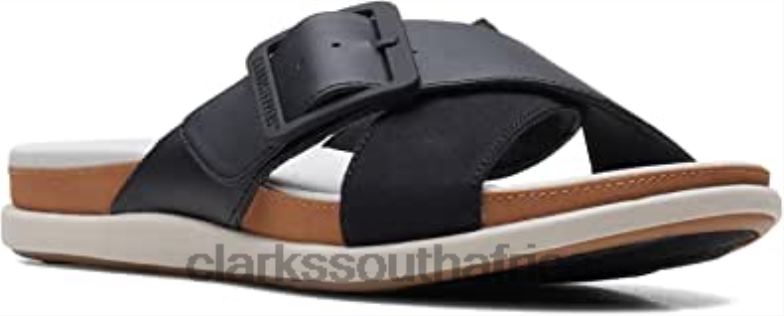 Black Synthetic Women's Flat Sandals Clarks 84040740 Women Clarks