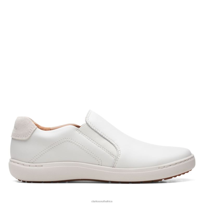 White Leather Clarks Nalle Stride 840403307 Women Clarks White Leather